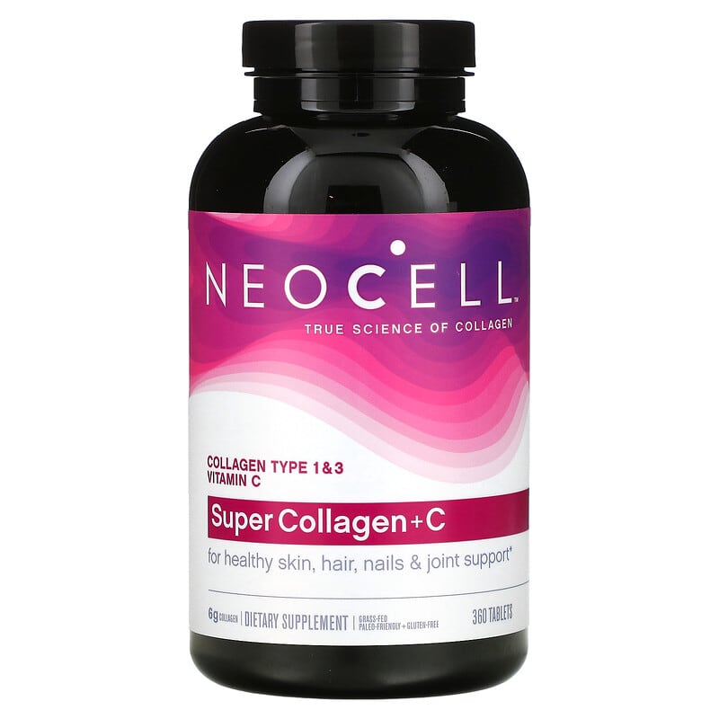 免費送 NeoCell, Super 膠原蛋白 + C，1 型和 3 型膠原蛋白，360 片 （瓶蓋破損）