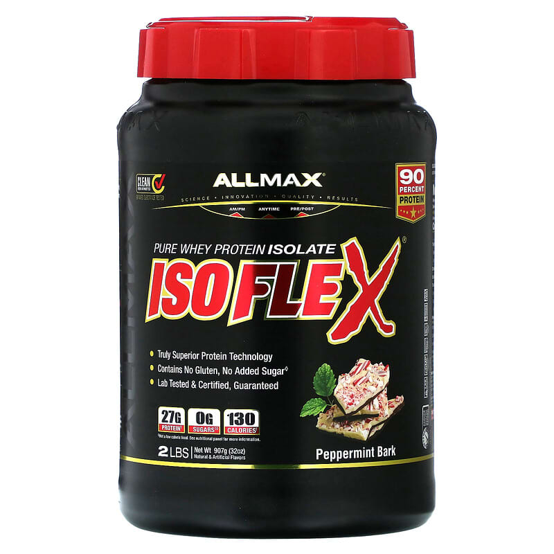 Allmax, Isoflex, Pure Whey Protein Isolate, Peppermint Bark, 2 Lbs (90 