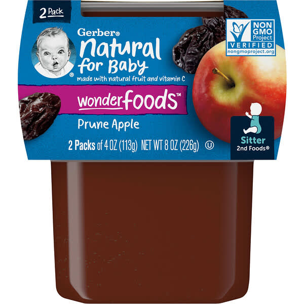 *FREE* Gerber, Natural for Baby, Wonder Foods, 2nd Foods, Prune Apple, 2 Pack, 4 oz (113 g) Each