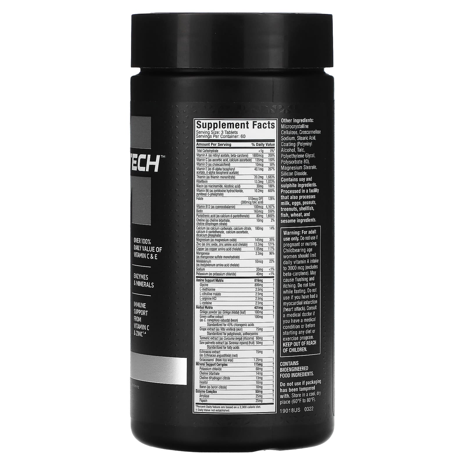 MuscleTech, 白金複合維生素，180 片（外包裝變形）