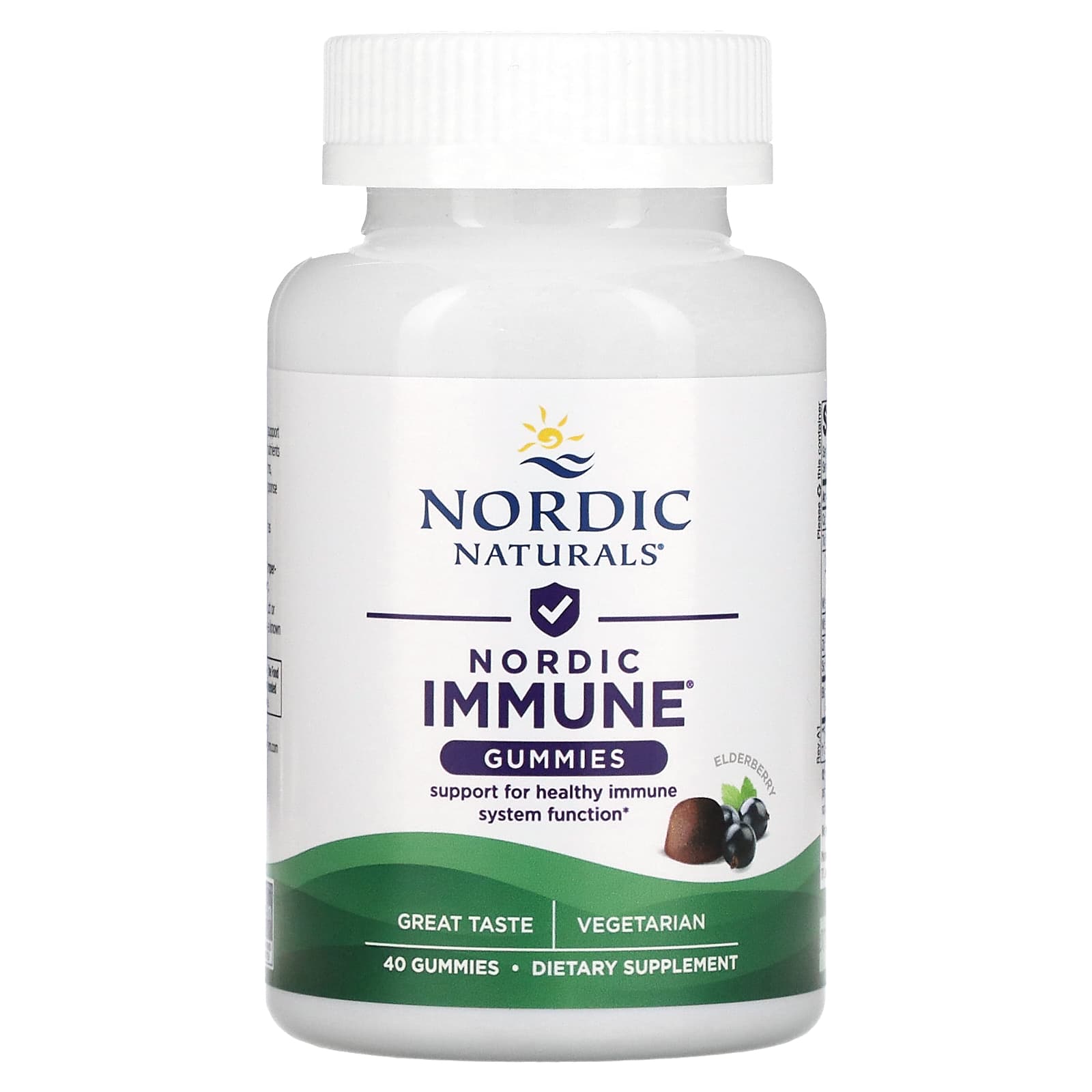 免費送 Nordic Naturals, Nordic Immune 軟糖，接骨木果味，40 粒軟糖