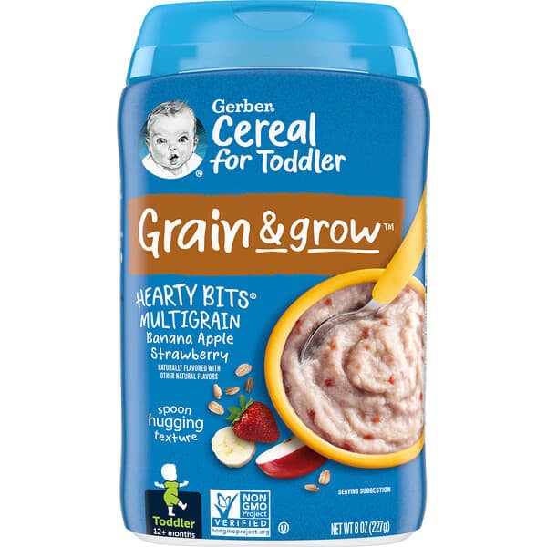 FREE Gerber, Cereal for Toddler, Grain & Grow, Hearty Bits MultiGrain, 12+ Months, Banana, Apple, Strawberry, 8 oz (227 g)