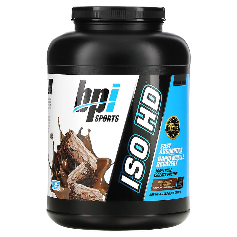 BPI Sports, ISO HD，100% 全分離蛋白，巧克力布朗尼，4.9 磅（2,208 克）(外包裝變形）