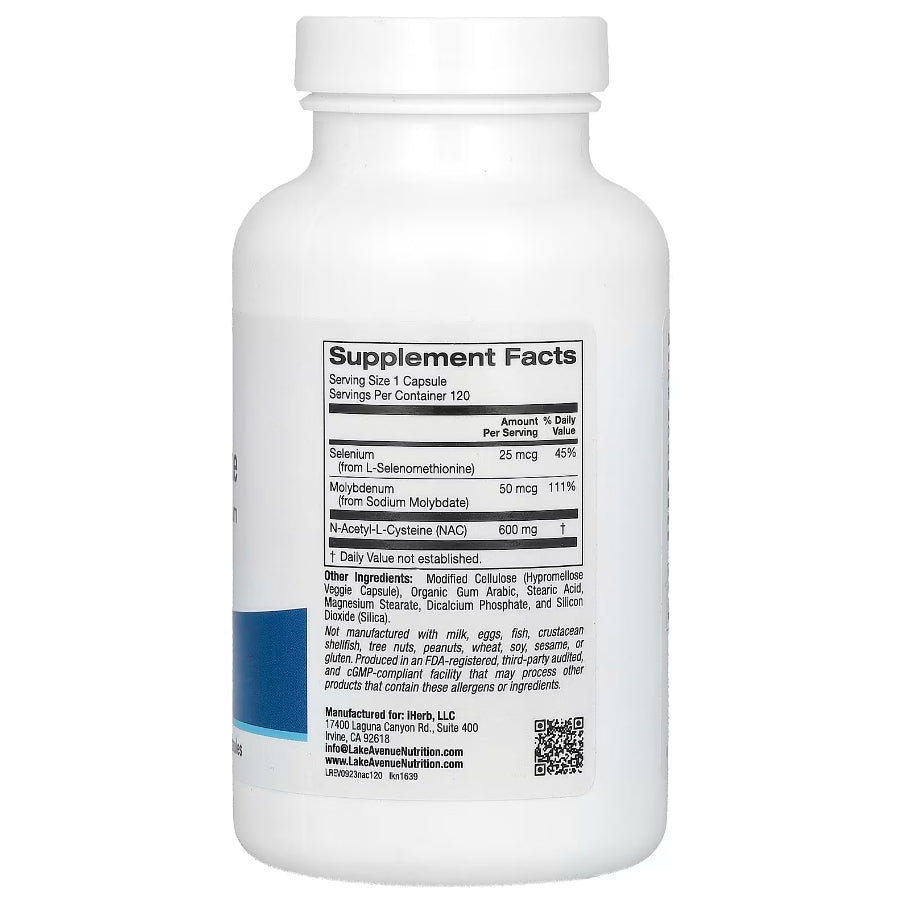 Lake Avenue Nutrition, N-Acetyl-L-Cysteine, 600 mg, 120 Veggie