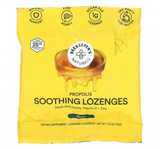 FREE Beekeeper's Naturals, Soothing propolis lozenges, Honey, 6 lozenges, 0.74 oz