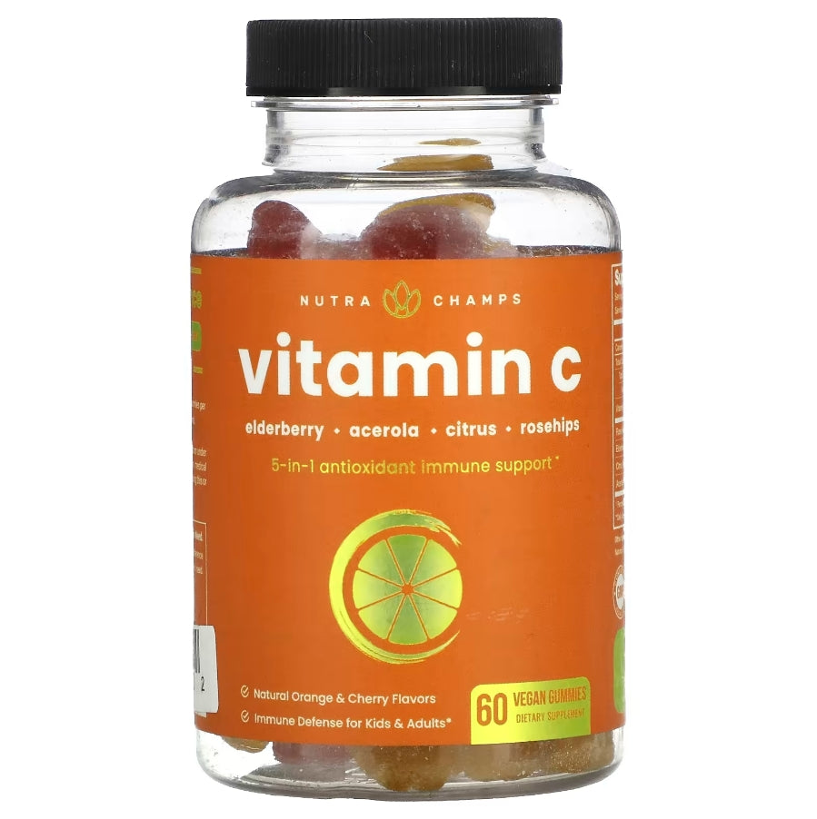 FREE NutraChamps, Vitamin C, Natural Orange & Cherry, 60 Vegan Gummies