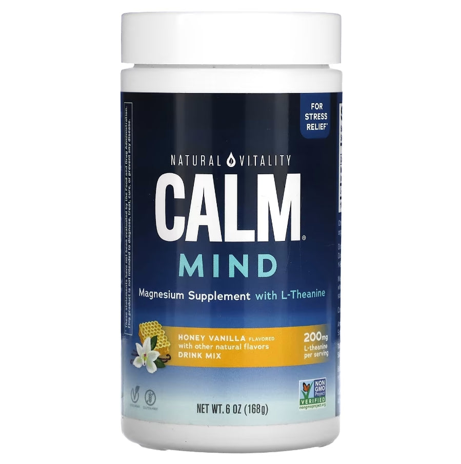 FREE Natural Vitality,  CALM Mind, Magnesium Supplement with L-Theanine Drink Mix, Honey Vanilla, 6 oz (168 g)