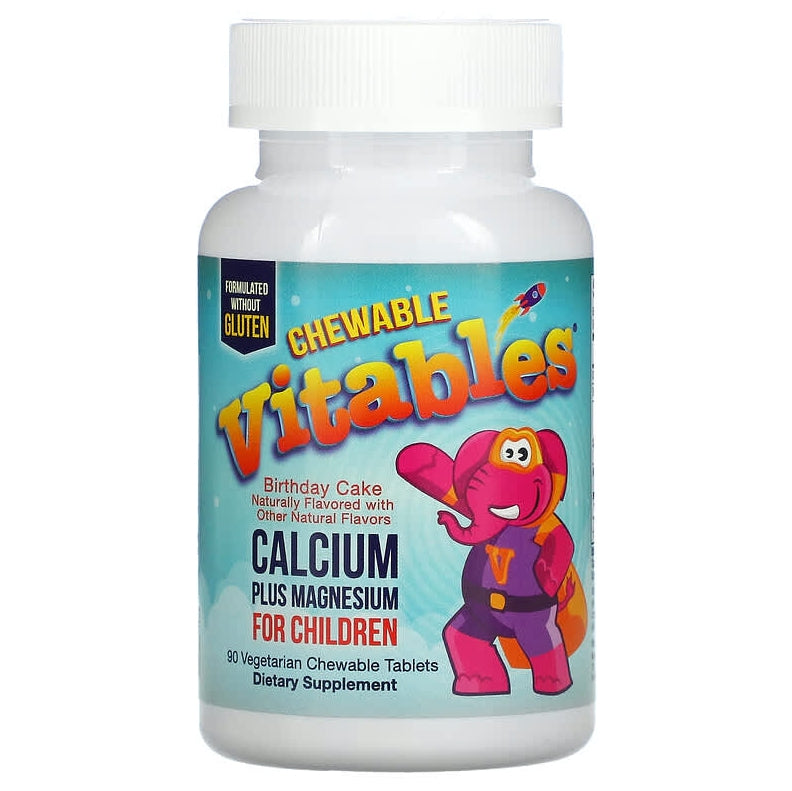 Vitables Chewable Calcium Plus Magnesium for Children Birthday Cake Flavor 90 Vegetarian Tablets