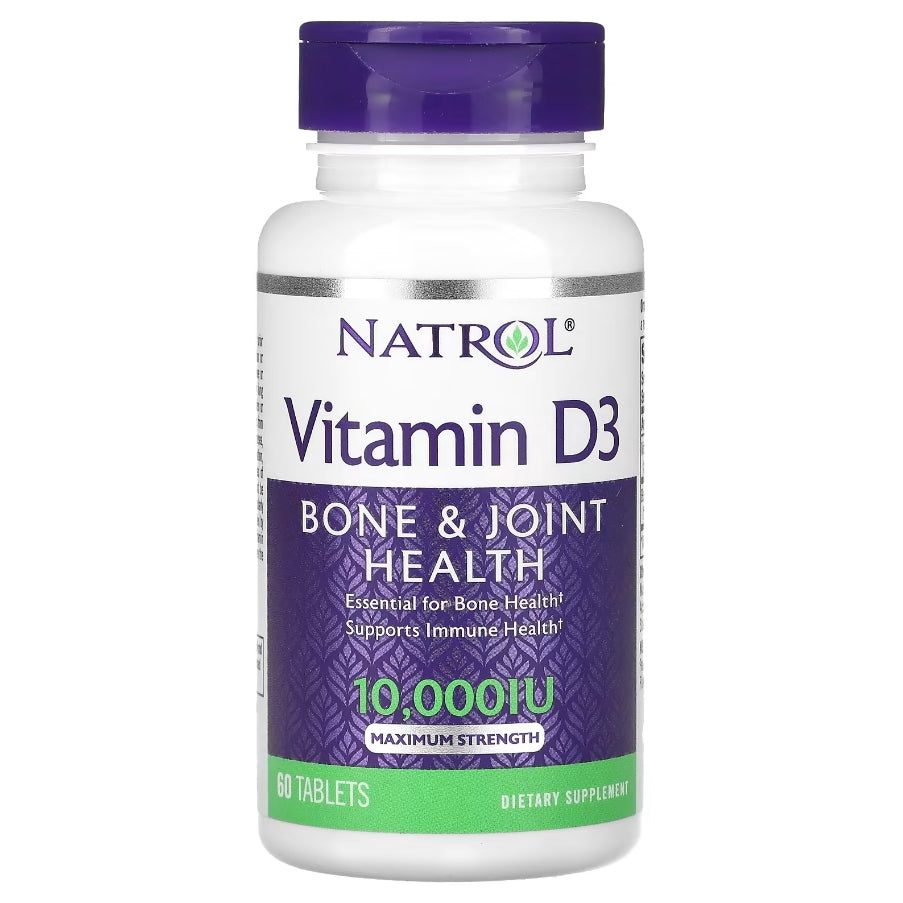 Natrol, Vitamin D3, Bone & Joint Health, Maximum Strength, 10,000 IU, 60 Tablets