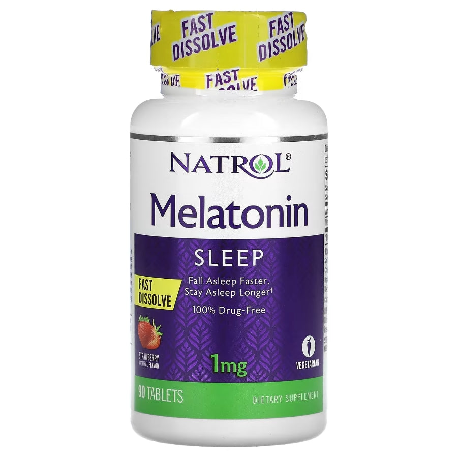 Natrol, Melatonin, Fast Dissolve, Strawberry, 1 mg, 90 Tablets