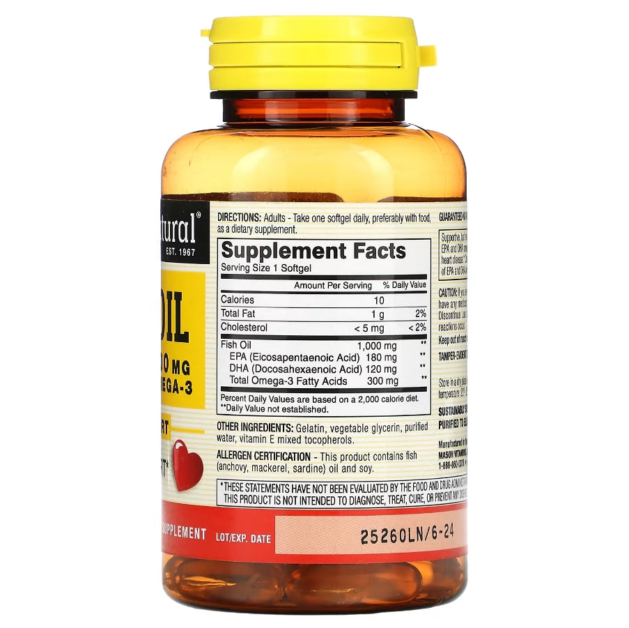 Mason Natural, Fish Oil, 1,000 mg, 60 Softgels