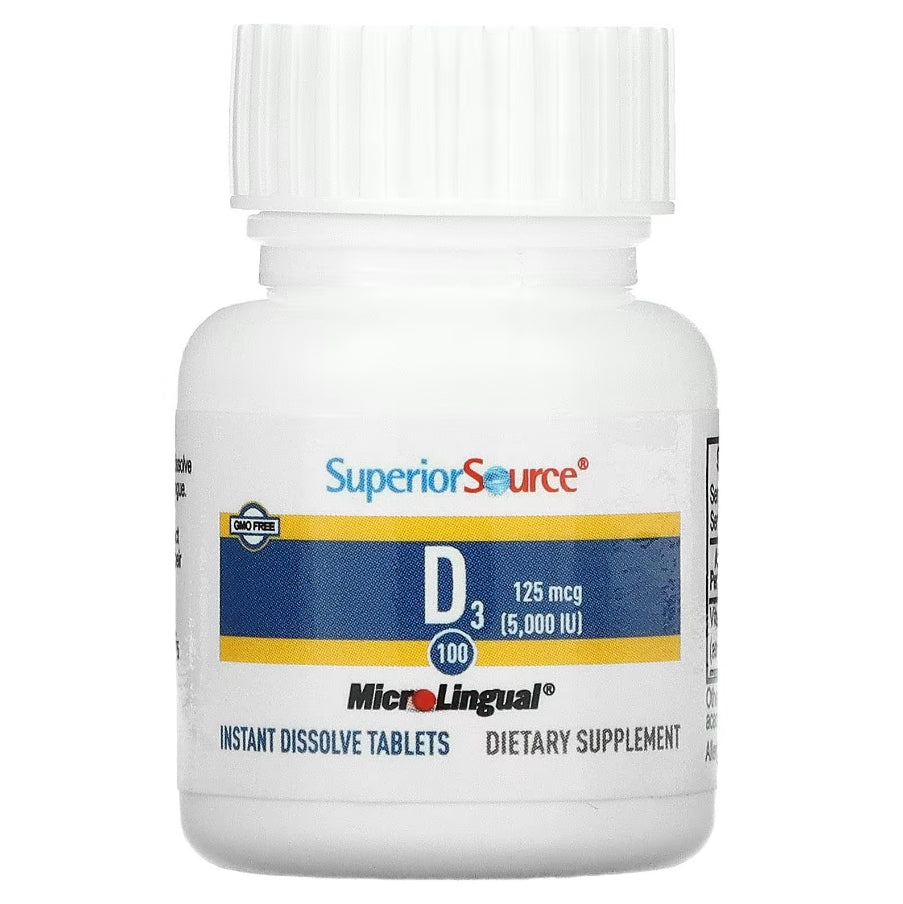 Superior Source, Extra Strength D3, 125 mcg (5,000 IU), 100 MicroLingual Instant Dissolve Tablets