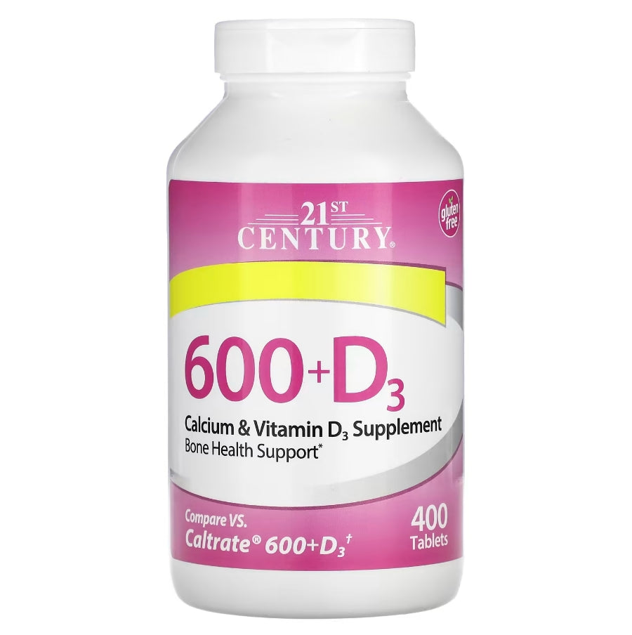 21st Century, 600+D3, Calcium & Vitamin D3 Supplement, 400 Tablets