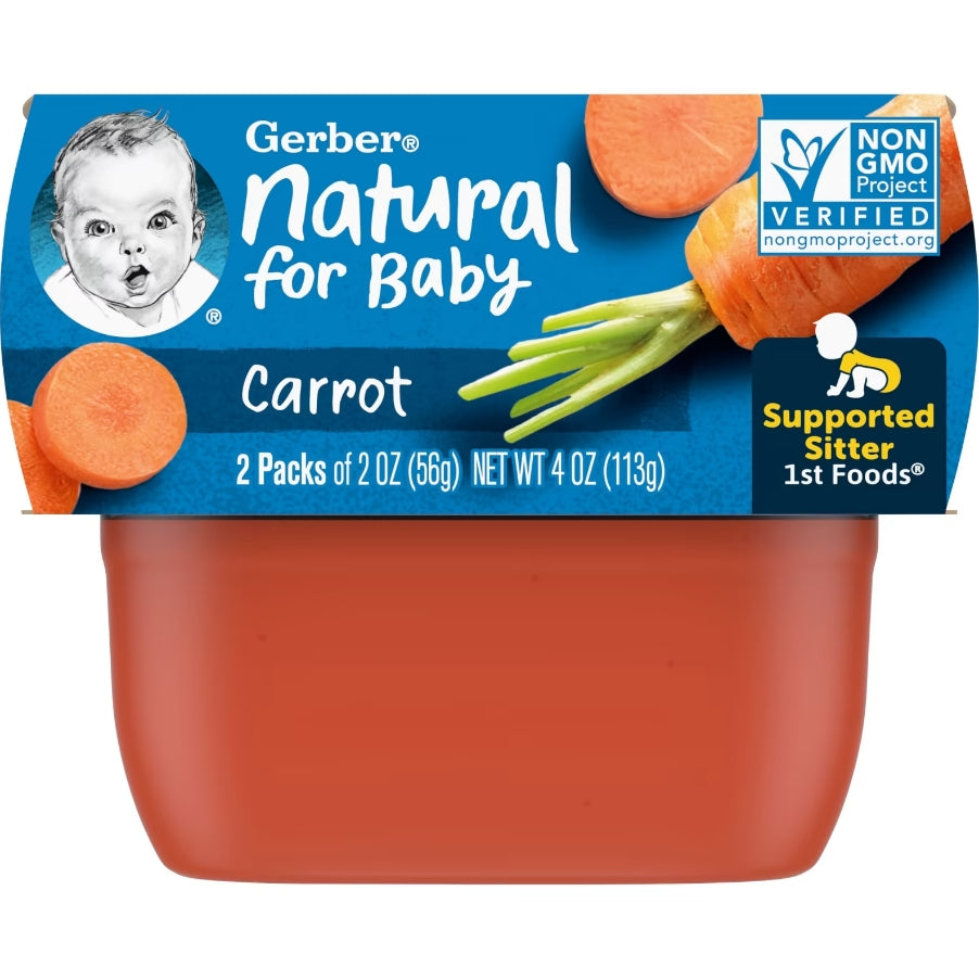 Gerber, Natural for Baby，第一食品，胡蘿蔔，每包 2 盎司（56 克）x8包