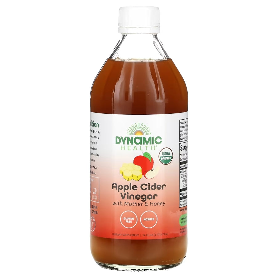 免費送 Dynamic Health, 蘋果醋，含蜂蜜，16 液量盎司（473 毫升）