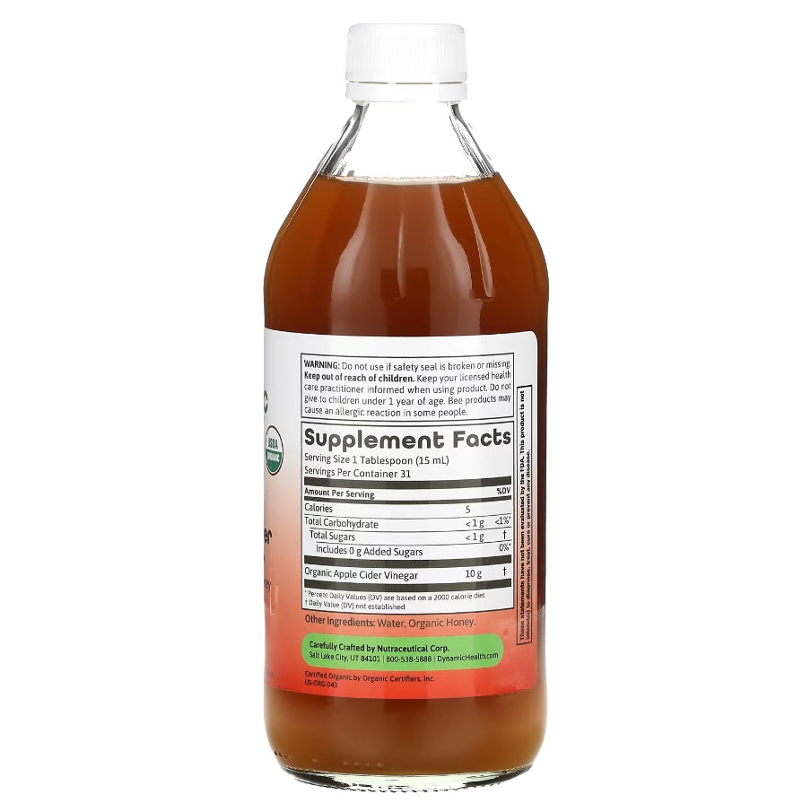 免費送 Dynamic Health, 蘋果醋，含蜂蜜，16 液量盎司（473 毫升）