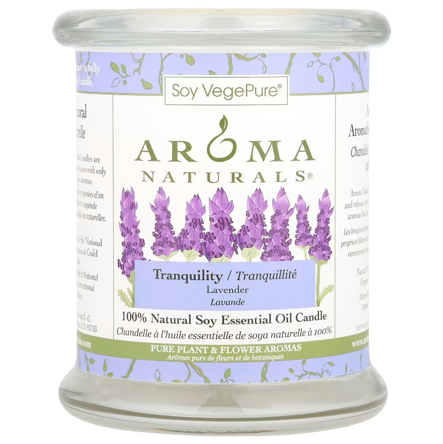 Aroma Naturals, 大豆 VegePure®，100% 天然大豆精油蠟燭，寧靜，薰衣草，8.8 盎司（260 克）