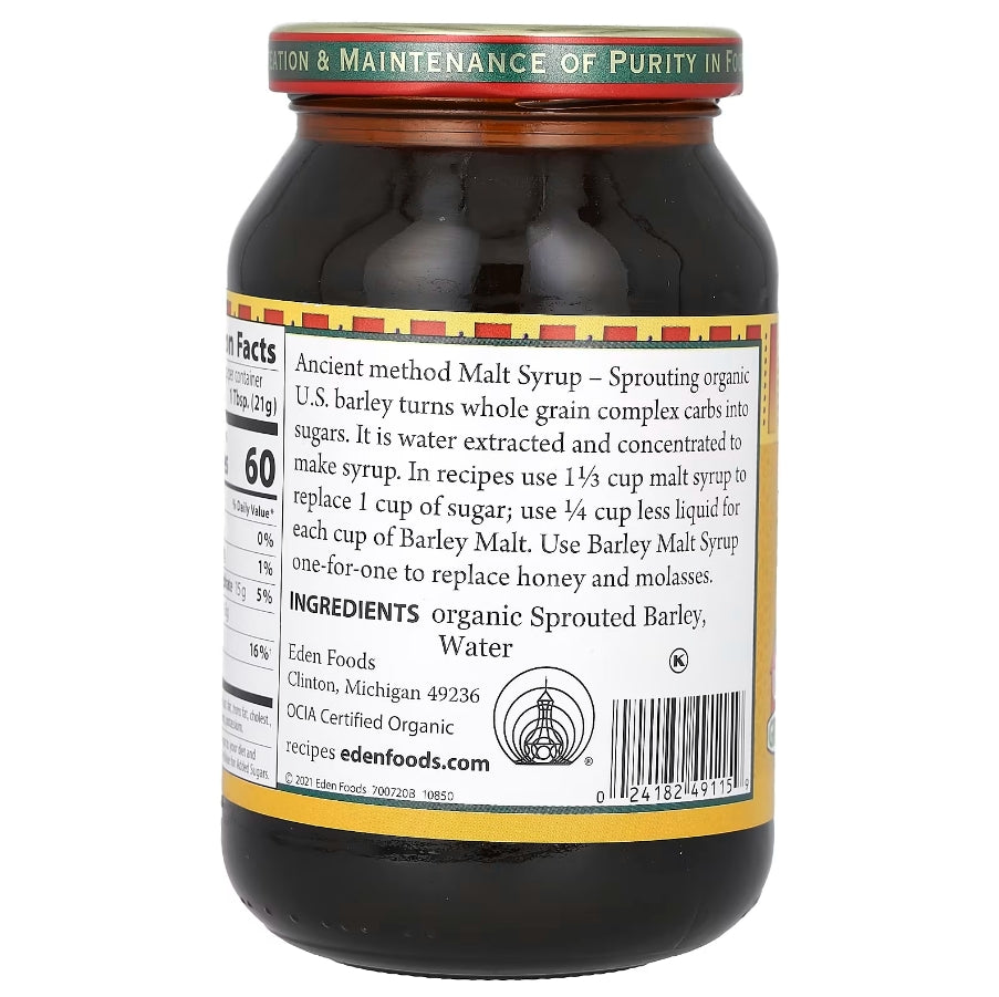 Eden Foods, Organic Traditional Barley Malt Syrup, 20 oz (566 g ...