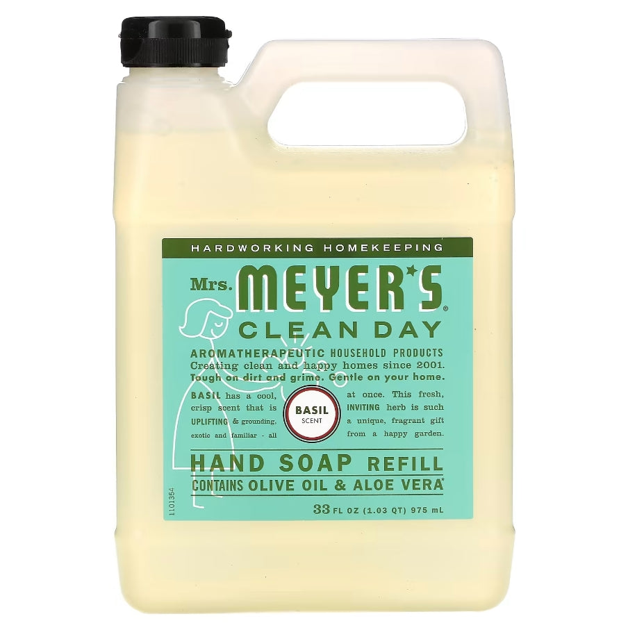 Mrs. Meyers Clean Day，洗手液補充裝，羅勒，33 液量盎司（975 毫升）