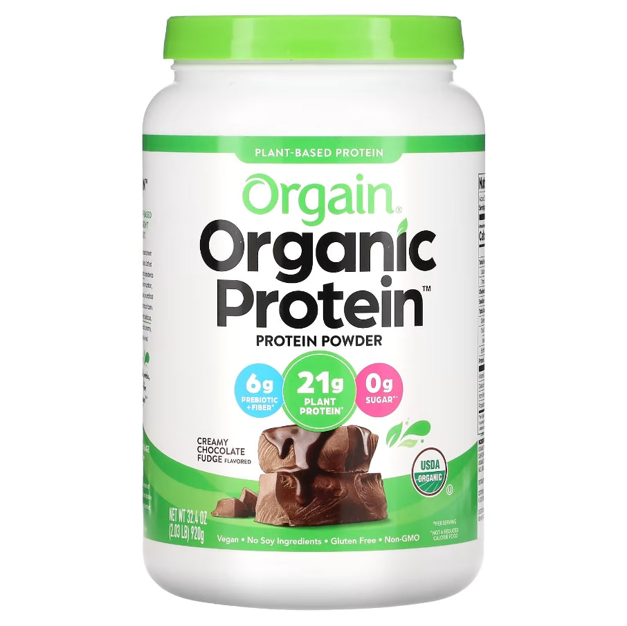 Orgain, Organic Protein Powder, Plant Based, Creamy Chocolate Fudge, 2.03 lbs (920 g)