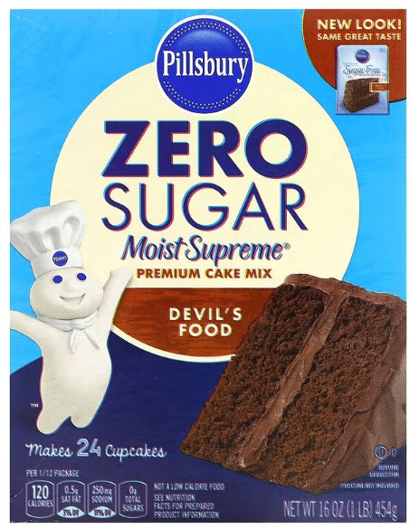 FREE Pillsbury, Zero Sugar, Premium Cake Mix, Devil's Food, 16 oz (454 g)