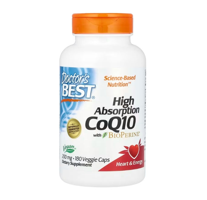 Doctor's Best, High Absorption CoQ10 with BioPerine®, 200 mg, 180 Veggie Caps