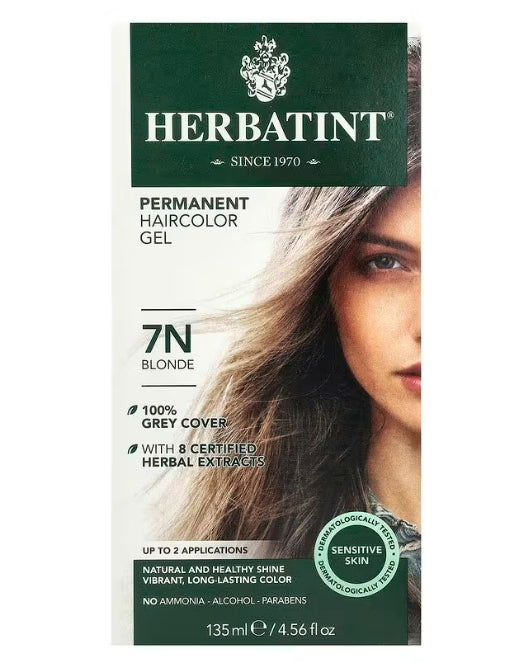 Herbatint, Permanent Haircolor Gel, 7N Blonde, 4.56 fl oz (135 ml)