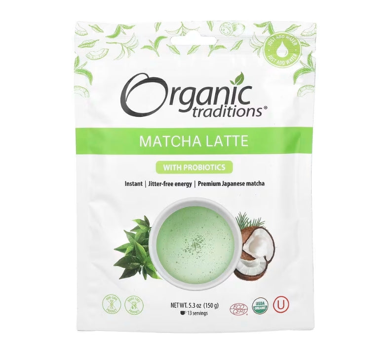 Organic Traditions, Matcha Latte with Probiotics, 5.3 oz (150 g)