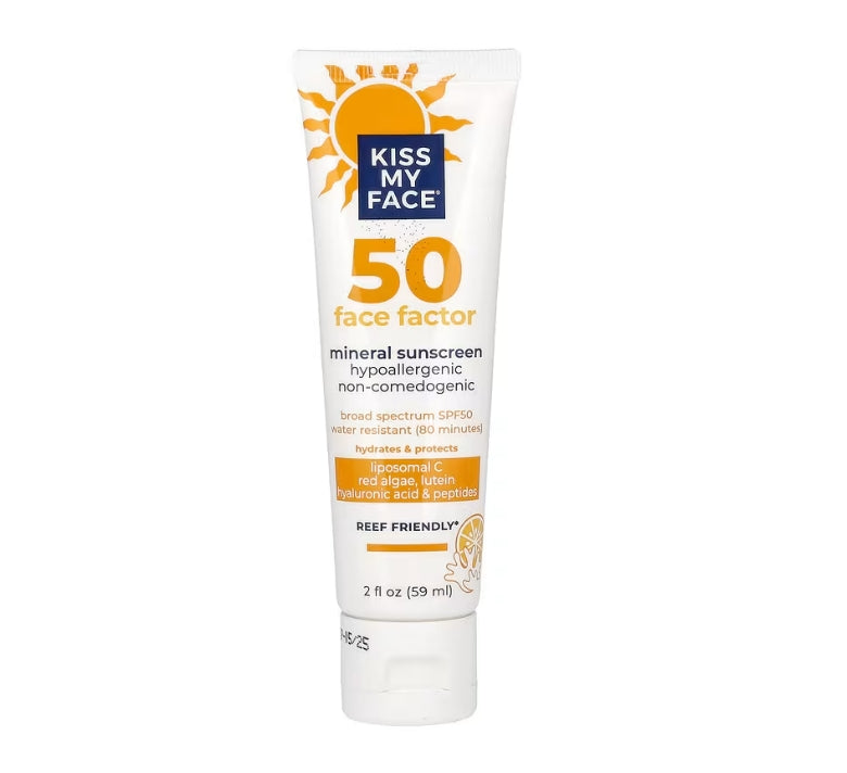 Kiss My Face, 50 Face Factor, Mineral Sunscreen, SPF 50, 2 fl oz (59 ml)