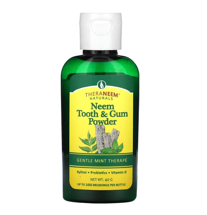 Organix South, TheraNeem Naturals, Neem Tooth & Gum Powder, Gentle Mint Therape, 40 g