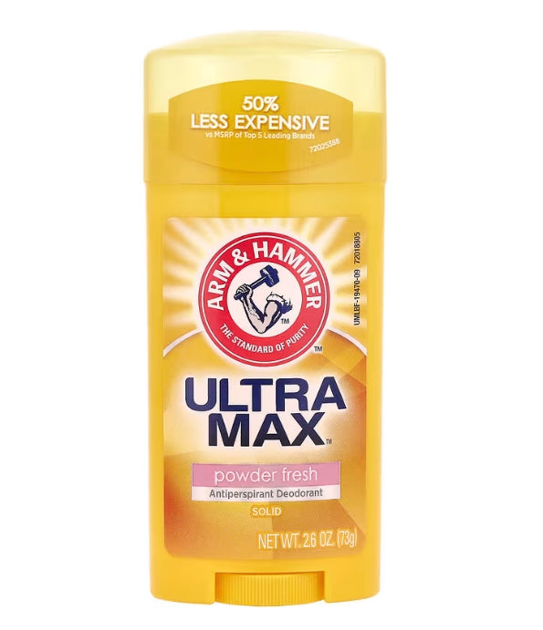 免費送 Arm & Hammer, UltraMax，固體止汗淨味劑，女性用，清新粉劑，2.6 盎司（73 克）