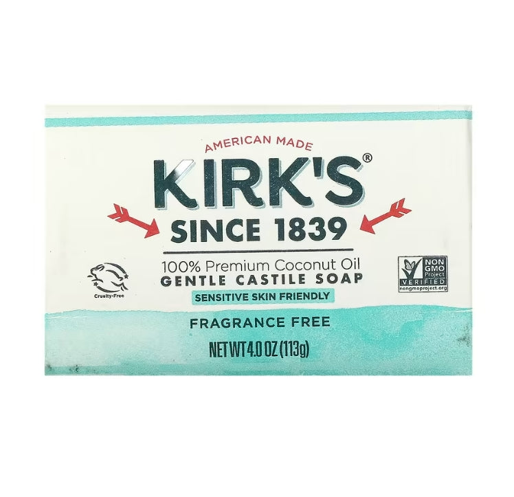 FREE Kirk's, 100% Premium Coconut Oil Gentle Castile Bar Soap, Fragrance Free, 4 oz (113 g)