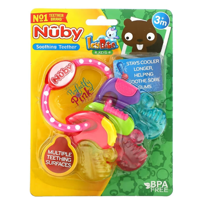 *FREE* Nuby, Soothing Teether, IcyBite Keys, 3+ Months, Pink, 1 Teether