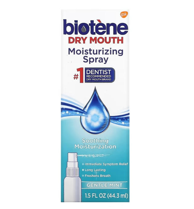 Biotene Dental Products, 舒緩口乾症狀保濕口腔噴霧，溫和薄荷香型，1.5 盎司（44.3 毫升）