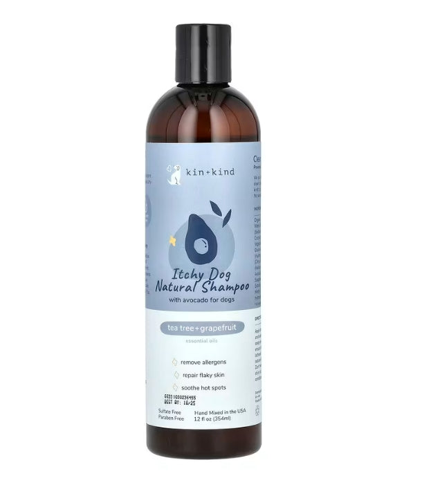 Kin+Kind, Itchy Dog Natural Shampoo with Avocado, For Dogs, Tea Tree + Grapefruit, 12 fl oz (354 ml)