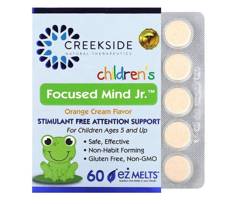 Creekside Natural Therapeutics, Children's Focused Mind Jr，橙子奶油味，60 片 EZ-Melt 片