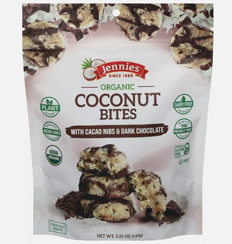 FREE Jennies Macaroons, Organic Coconut Bites, with Cacao Nibs & Dark Chocolate, 5.25 oz (149 g)