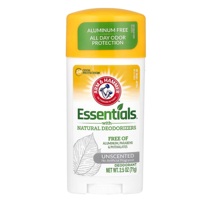 FREE Arm & Hammer, Essentials with Natural Deodorizers, Deodorant, Unscented, 2.5 oz (71 g)