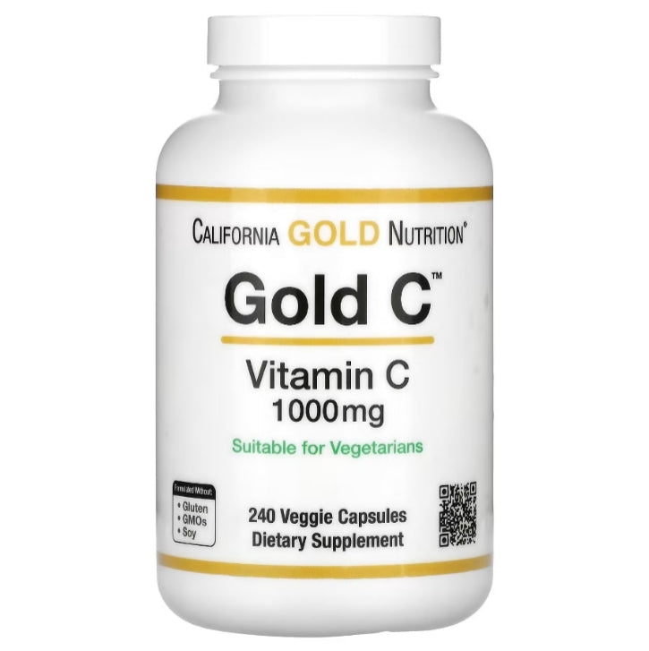 California Gold Nutrition, Gold C，USP 級維生素 C，1,000 毫克，240 粒素食膠囊