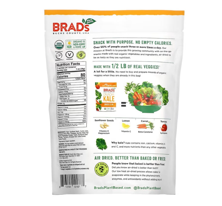 FREE Brad's Plant Based, Crunchy Kale, Cheeze It Up, 2 oz (57 g)