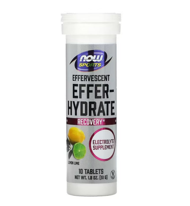 FREE NOW Foods, Sports, Effer-Hydrate, Lemon Lime, 10 Tablets, 1.8 oz (51 g)