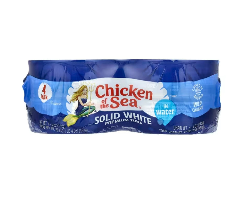 FREE Chicken of the Sea, Wild Caught Solid White Premium Tuna in Water, 4 Pack, 5 oz (142 g) Each