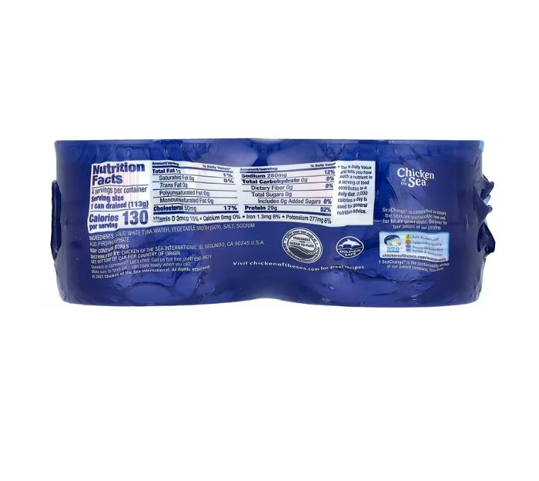 FREE Chicken of the Sea, Wild Caught Solid White Premium Tuna in Water, 4 Pack, 5 oz (142 g) Each