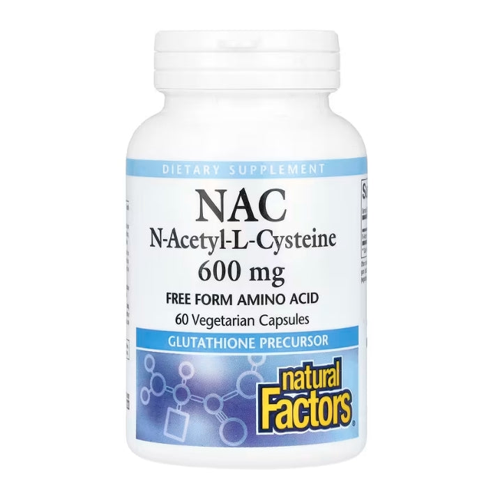 Natural Factors, NAC, N-Acetyl-L-Cysteine, 600 mg, 60 Vegetarian Capsules