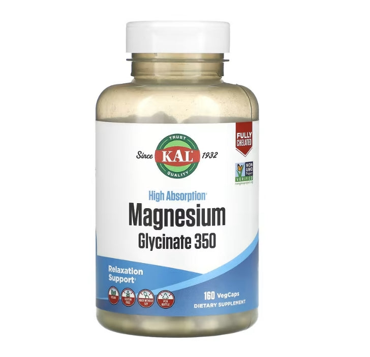 KAL, High Absorption Magnesium Glycinate 350, 160 VegCaps