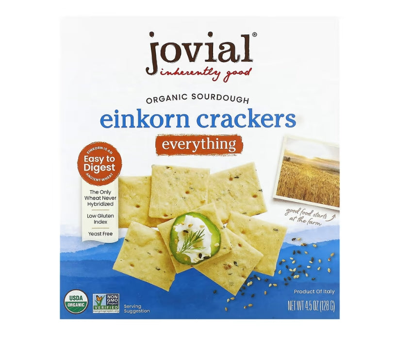 Jovial, Organic Sourdough Einkorn Crackers, Everything, 4.5 oz (128 g)