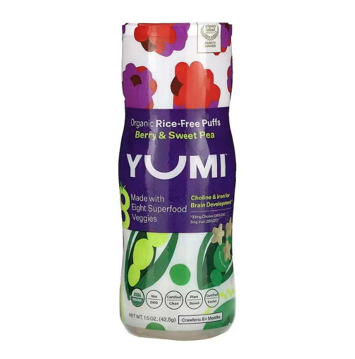 Yumi, 有機無米泡芙，8 個月以上，漿果和香豌豆，1.5 盎司（42.5 克）