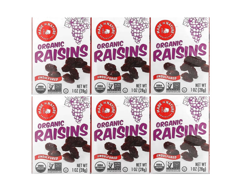 FREE Made in Nature, Organic Raisins, Unsulfured, 6 Pack, 1 oz (28 g) Each