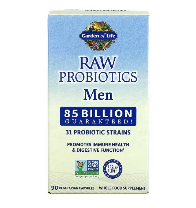 Garden of Life, RAW Probiotics, Men, 85 Billion, 90 Vegetarian Capsules (28.33 Billion Live Cultures per Capsule)