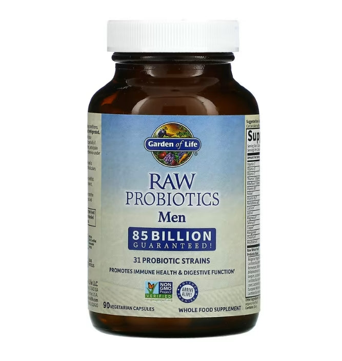 Garden of Life, RAW Probiotics, Men, 85 Billion, 90 Vegetarian Capsules (28.33 Billion Live Cultures per Capsule)